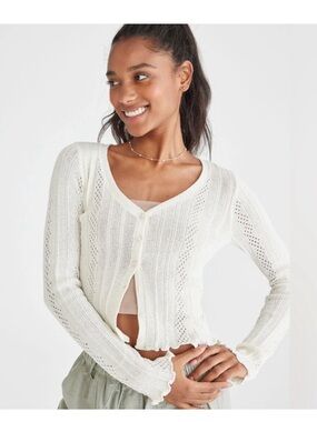Aeropostale | White Knit Button-Up Cardigan